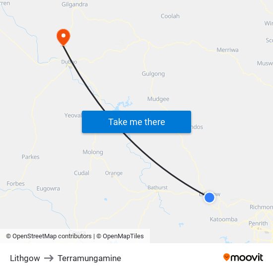 Lithgow to Terramungamine map