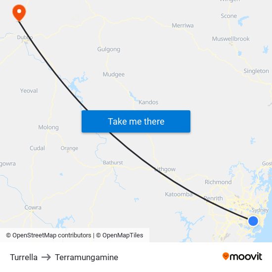 Turrella to Terramungamine map