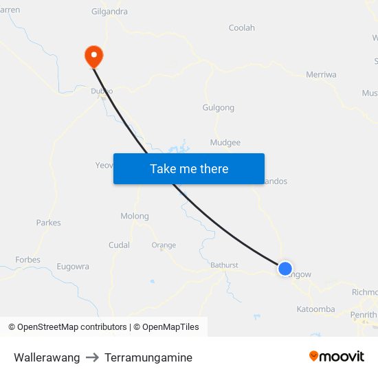 Wallerawang to Terramungamine map