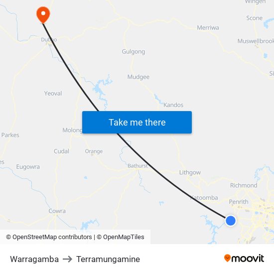 Warragamba to Terramungamine map