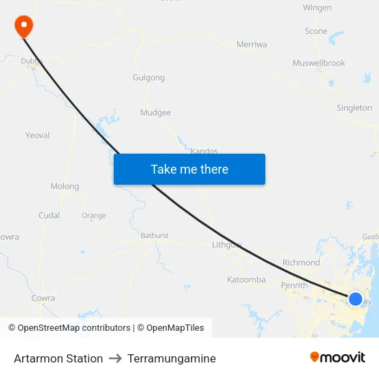 Artarmon Station to Terramungamine map
