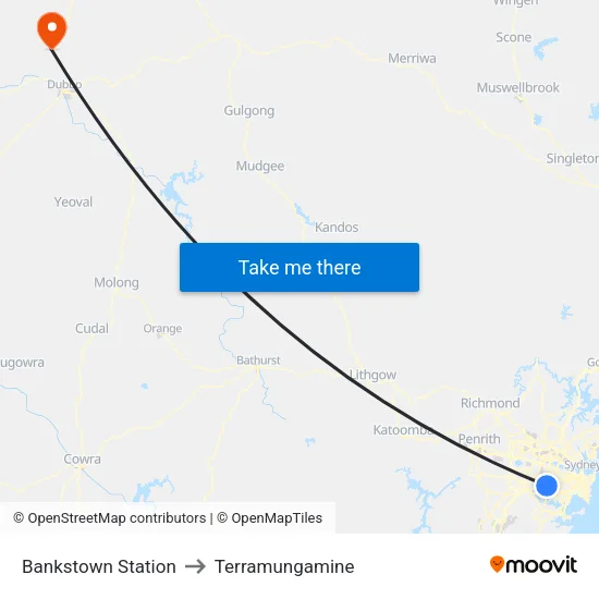 Bankstown Station to Terramungamine map