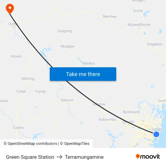 Green Square Station to Terramungamine map