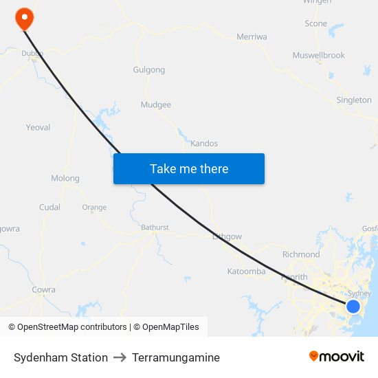 Sydenham Station to Terramungamine map