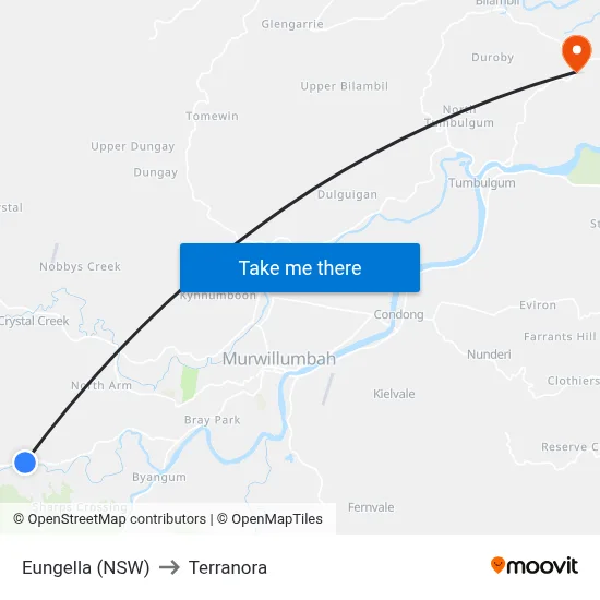 Eungella (NSW) to Terranora map