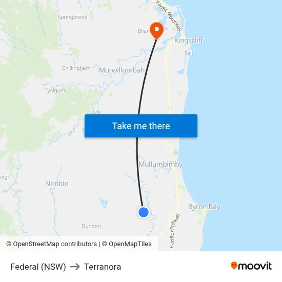 Federal (NSW) to Terranora map