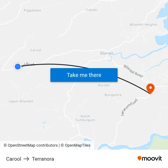 Carool to Terranora map