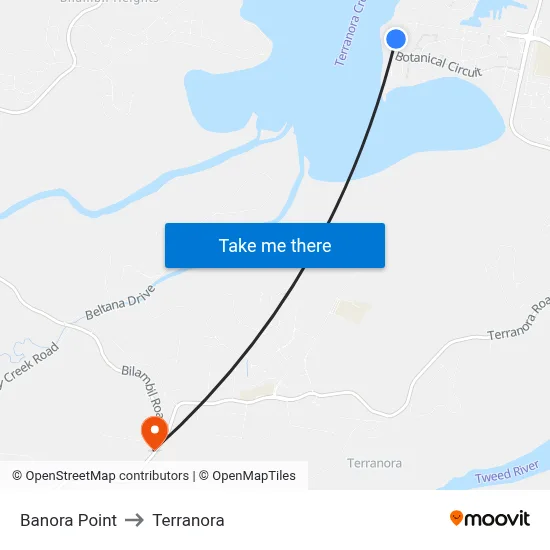 Banora Point to Terranora map