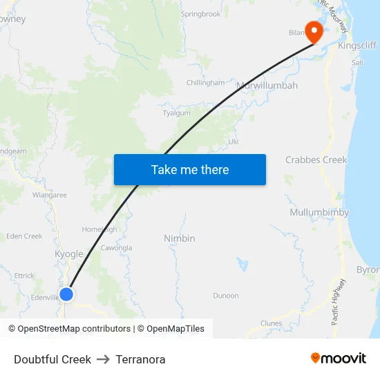 Doubtful Creek to Terranora map