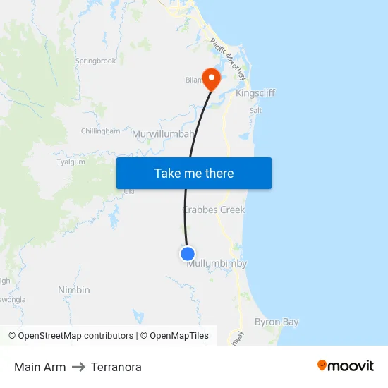 Main Arm to Terranora map