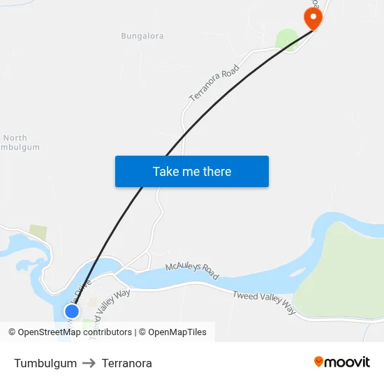 Tumbulgum to Terranora map