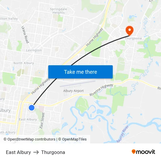 East Albury to Thurgoona map