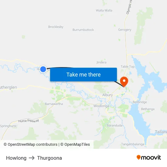 Howlong to Thurgoona map