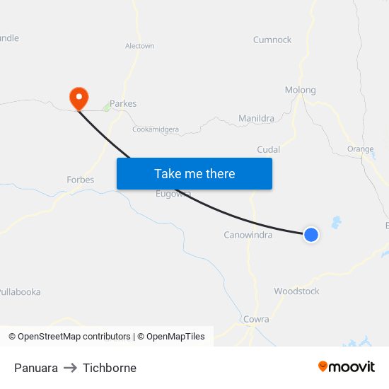 Panuara to Tichborne map