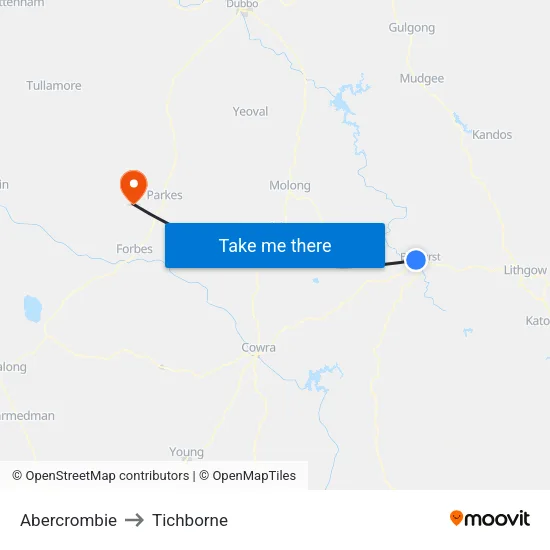 Abercrombie to Tichborne map