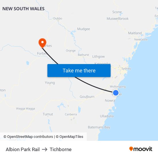 Albion Park Rail to Tichborne map