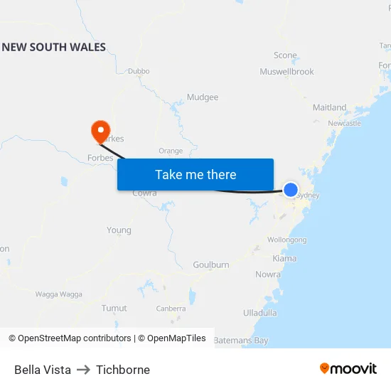 Bella Vista to Tichborne map