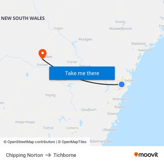 Chipping Norton to Tichborne map