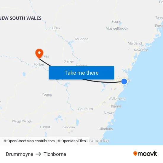 Drummoyne to Tichborne map