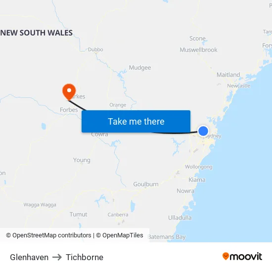 Glenhaven to Tichborne map
