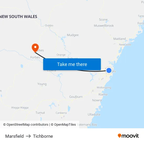 Marsfield to Tichborne map