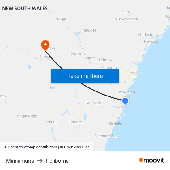 Minnamurra to Tichborne map