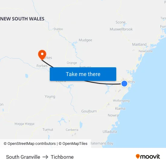 South Granville to Tichborne map
