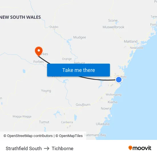 Strathfield South to Tichborne map