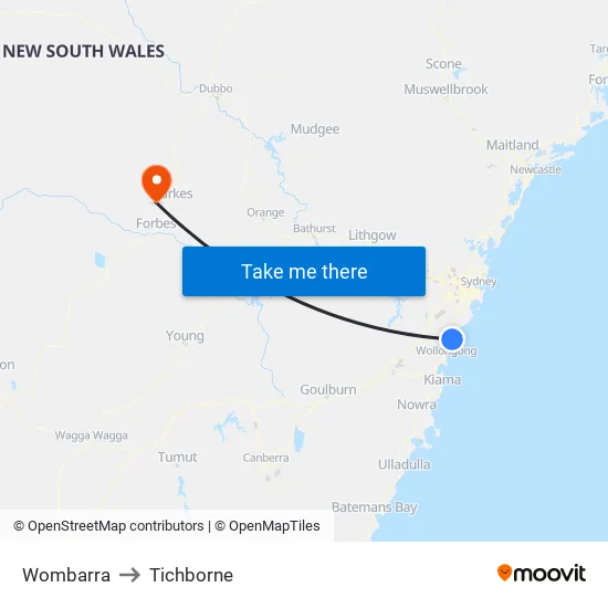 Wombarra to Tichborne map