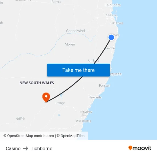 Casino to Tichborne map