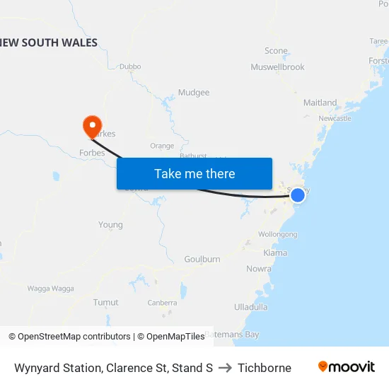 Wynyard Station, Clarence St, Stand S to Tichborne map