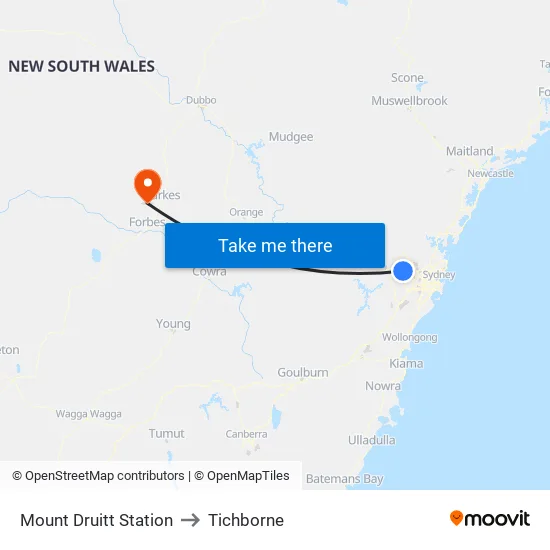 Mount Druitt Station to Tichborne map