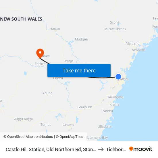 Castle Hill Station, Old Northern Rd, Stand A to Tichborne map