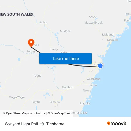 Wynyard Light Rail to Tichborne map