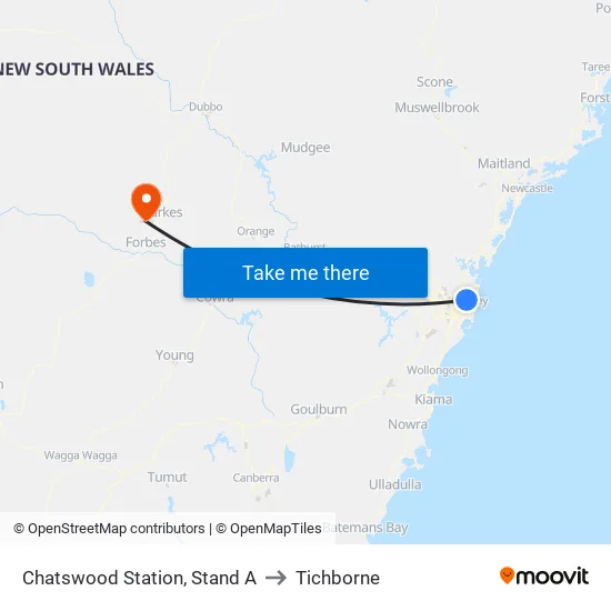 Chatswood Station, Stand A to Tichborne map