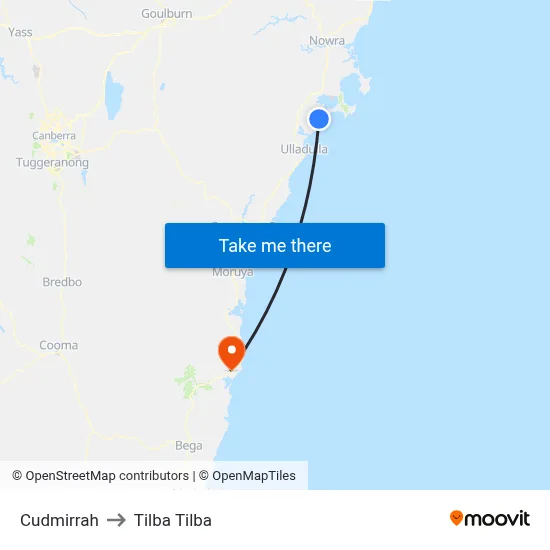 Cudmirrah to Tilba Tilba map