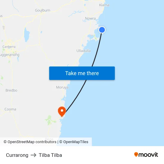 Currarong to Tilba Tilba map