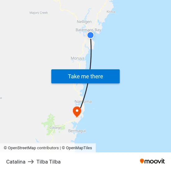 Catalina to Tilba Tilba map