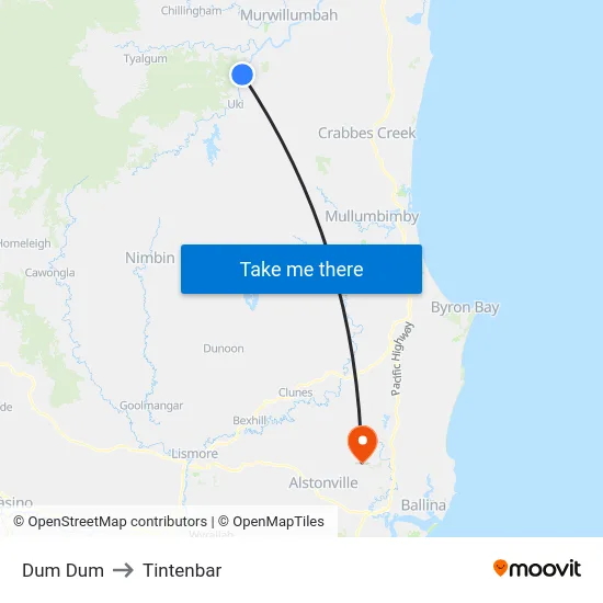 Dum Dum to Tintenbar map