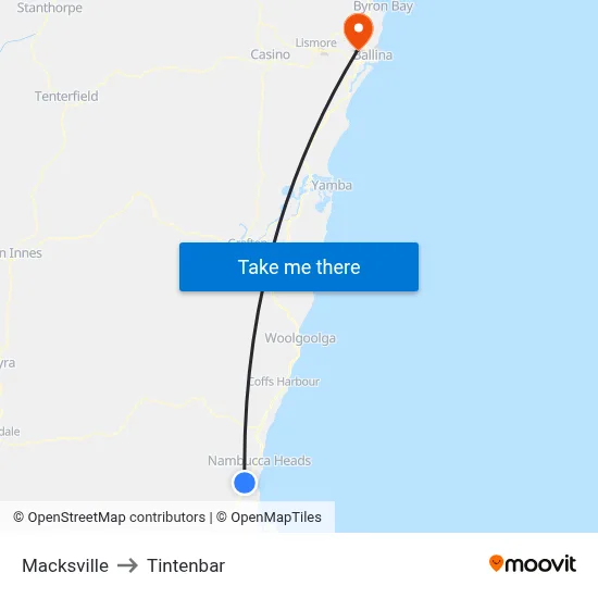 Macksville to Tintenbar map