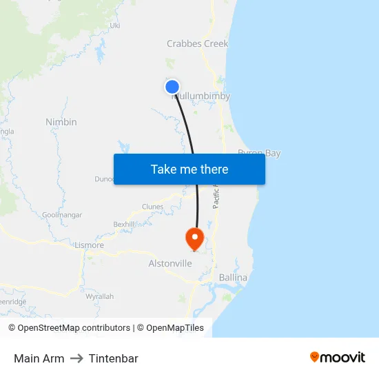 Main Arm to Tintenbar map