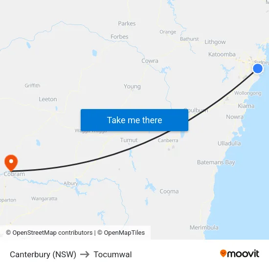 Canterbury (NSW) to Tocumwal map