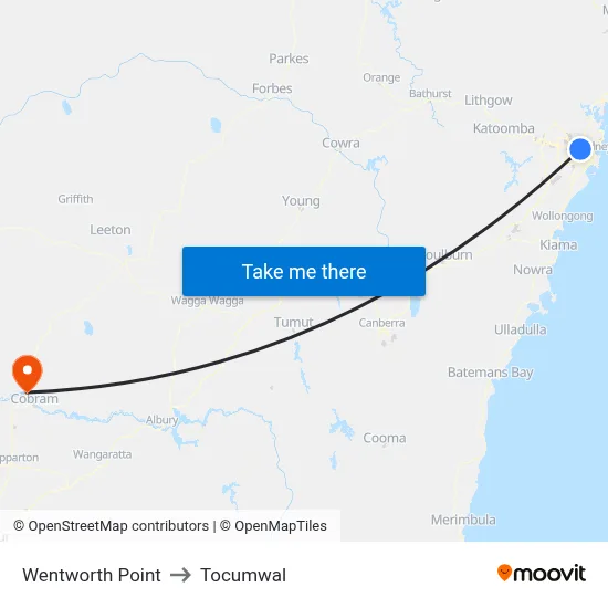 Wentworth Point to Tocumwal map