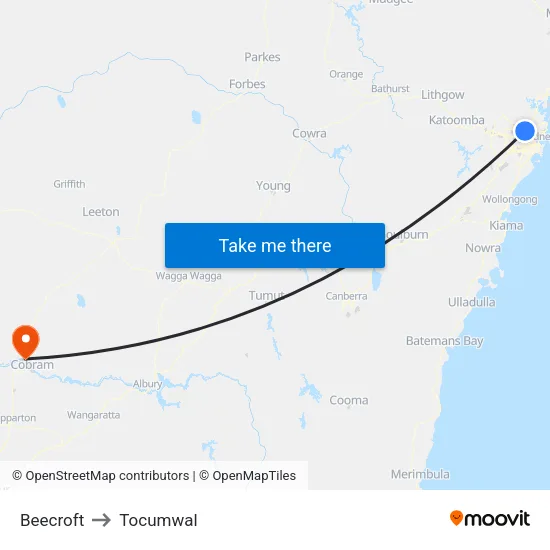 Beecroft to Tocumwal map