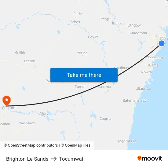 Brighton-Le-Sands to Tocumwal map
