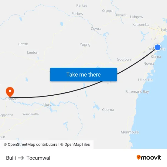 Bulli to Tocumwal map