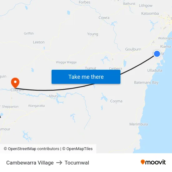 Cambewarra Village to Tocumwal map