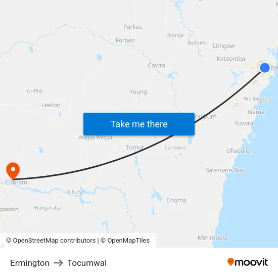 Ermington to Tocumwal map