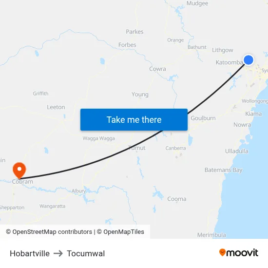 Hobartville to Tocumwal map