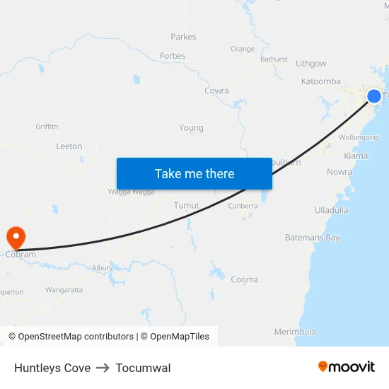 Huntleys Cove to Tocumwal map